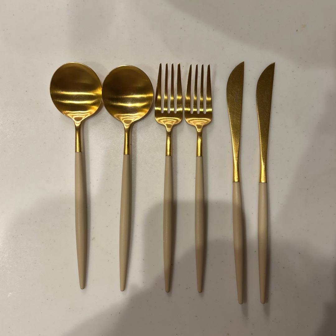 クチポールゴア　アイボリー×ゴールド ディナーカトラリー2セット Cutipol（クチポール） ディナーセット2 GOA アイボリーゴールド 正規