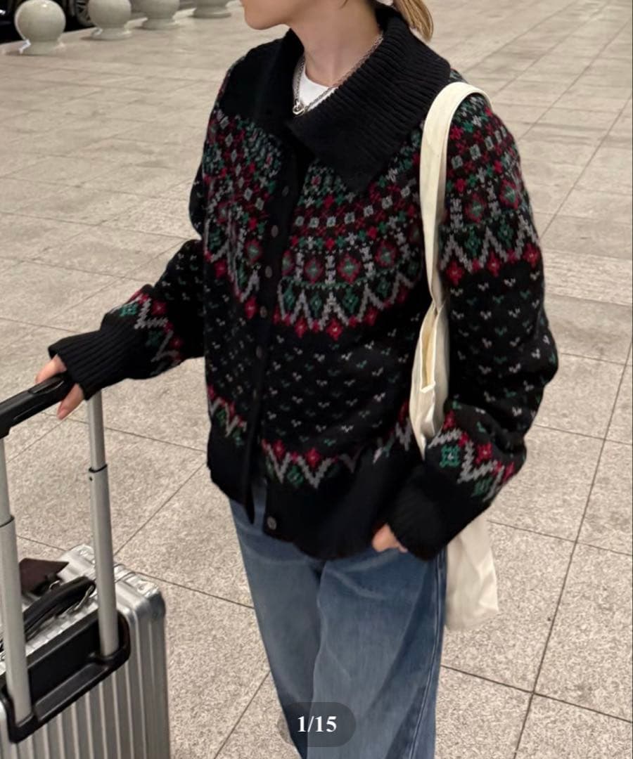 ムーミン 新品fashiru wool fairisle cardigan MO&Co. Women's Wool Blend Fair Isle Cardigan