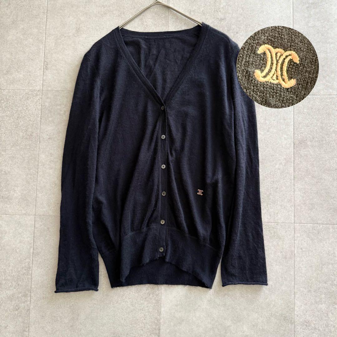 セリーヌ　カーディガン　フィービー期　カシミヤ100% トリオンフ　ネイビー　M CELINE / セリーヌ | フィービー期 トリオンフ Vネックカーディガン