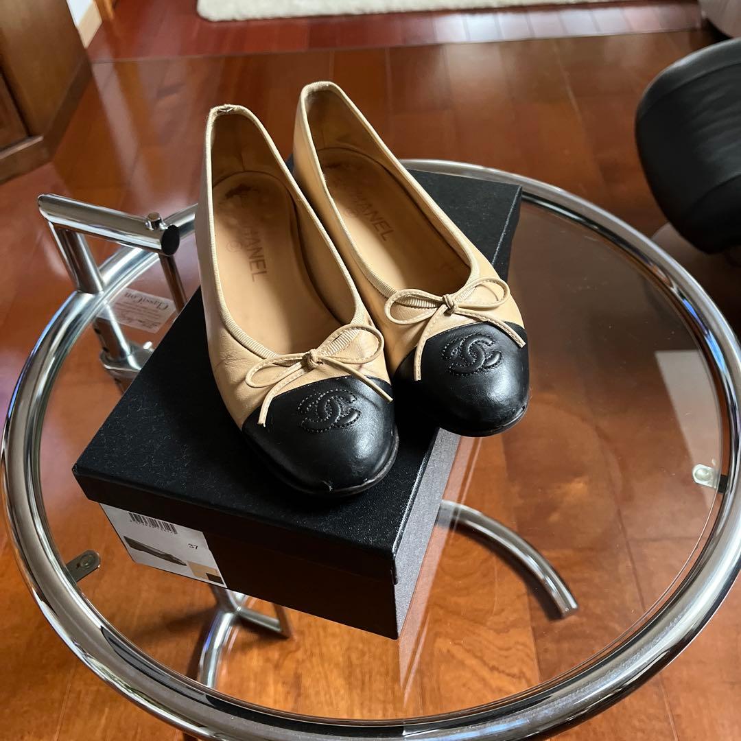 CHANEL バレエシューズ ベージュ/ブラック