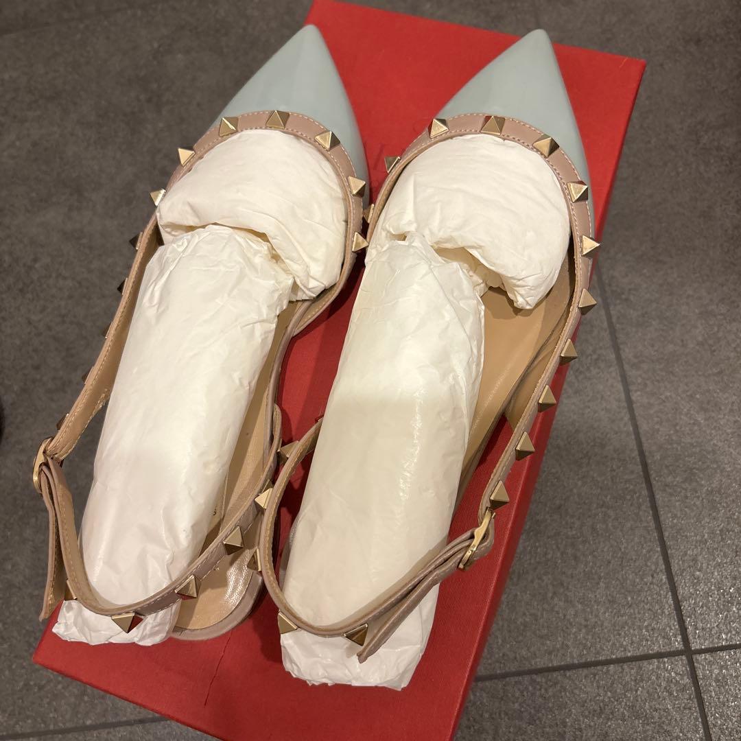 【美品】Valentino ヴァレンティノ フラットシューズ VALENTINO - ロックスタッズ バレリーナシューズ (VALENTINO/フラット