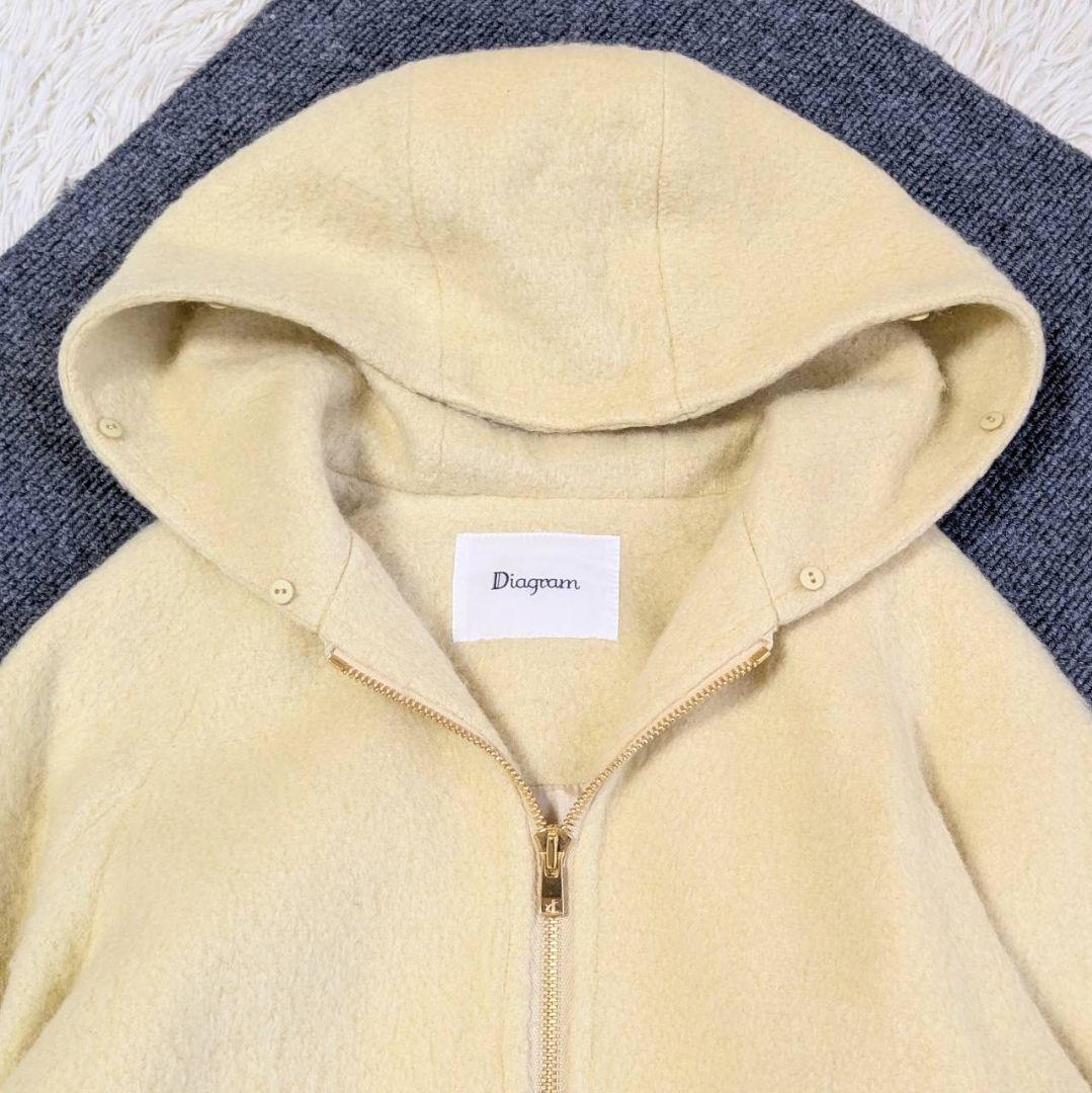 ダイアグラム 2way シャギーフードポンチョ コート ファー イエロー S