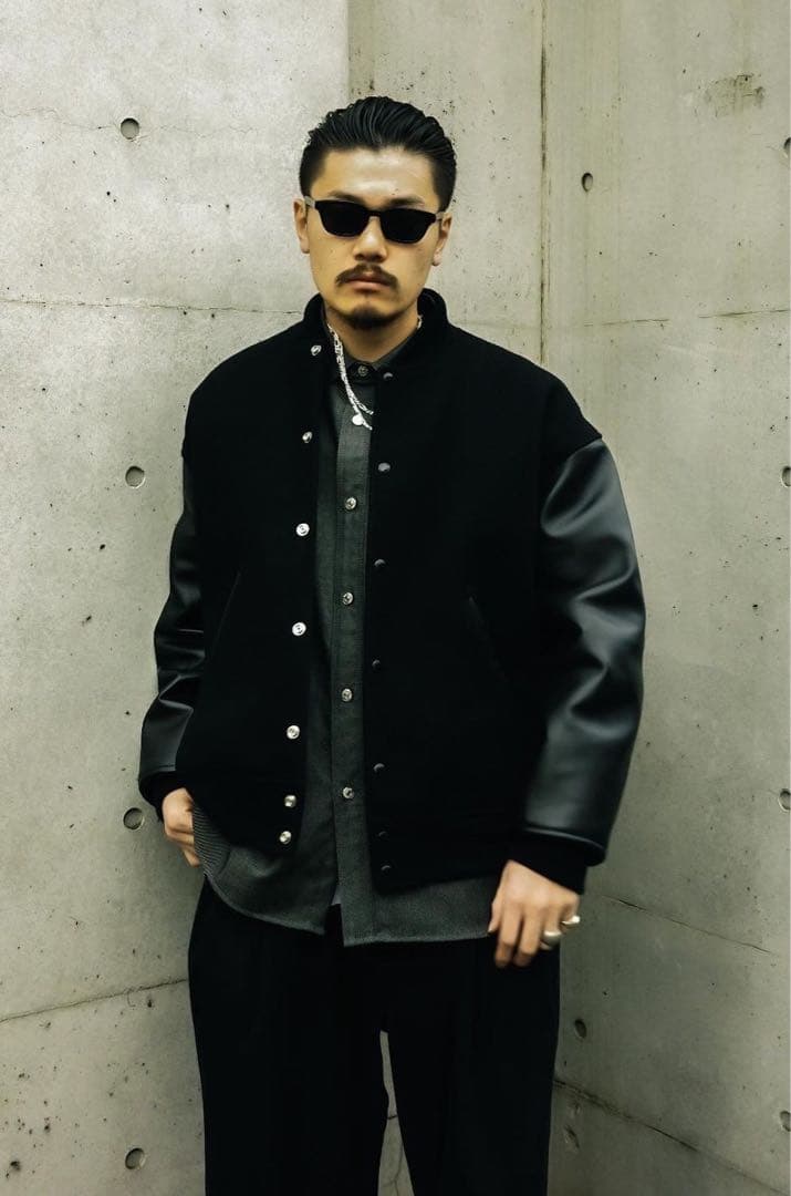 cootie Wool Melton Stadium Jacket ブラック - メルカリ