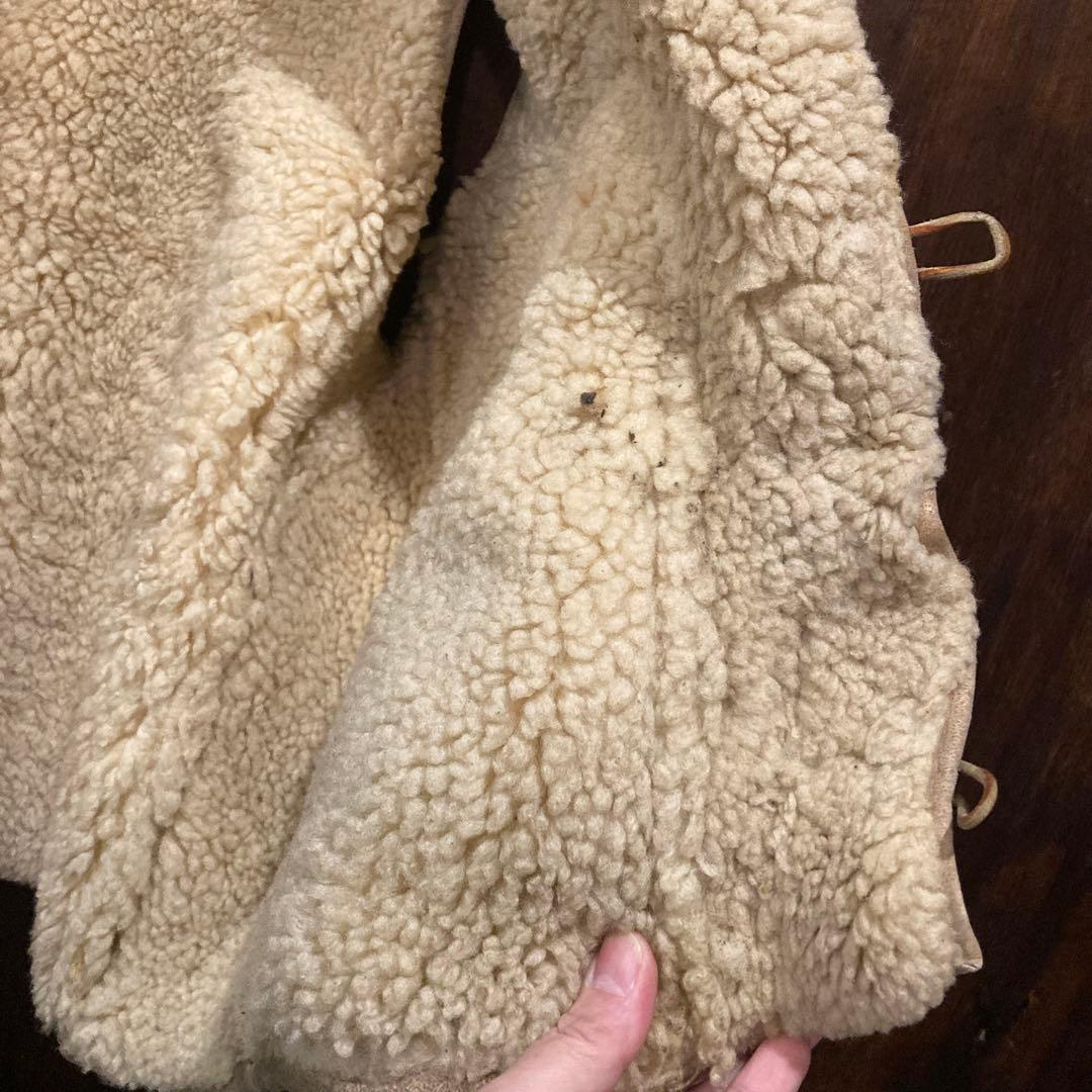 アメリカ古着 シープスキン ムートンベスト トグルボタン 80年代