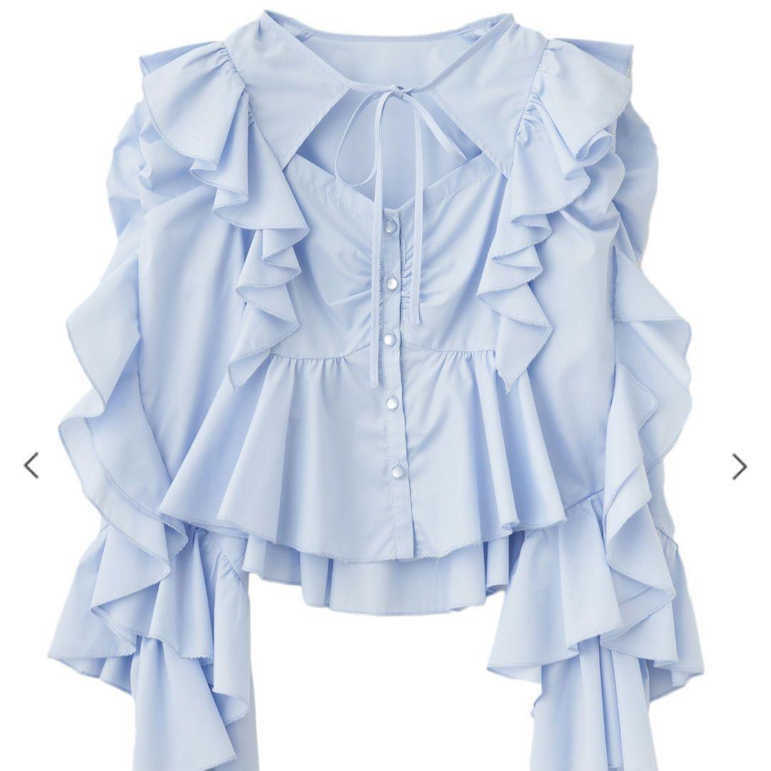 COCO DEAL リボンペプラムフリルブラウス ライトブルー - メルカリ