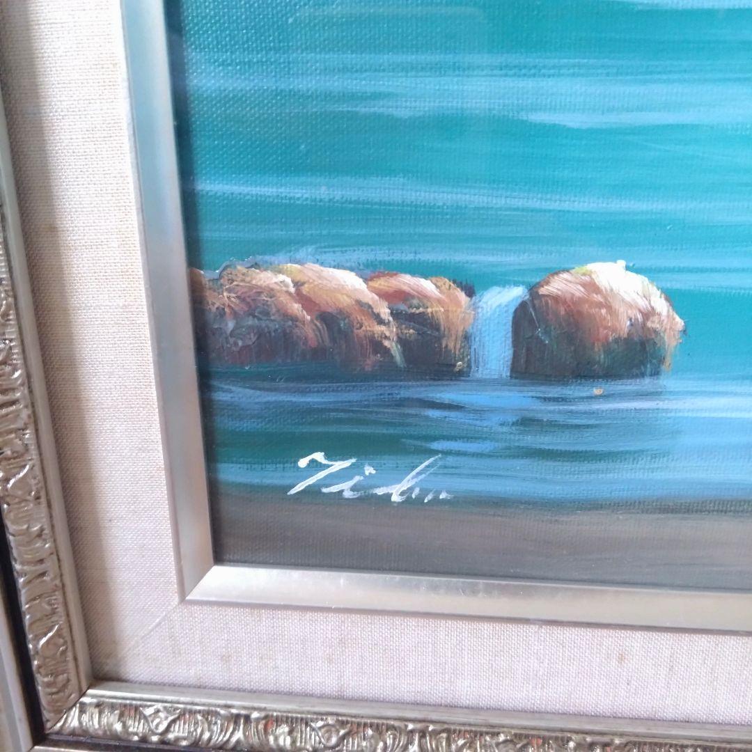 《値下げOK》模写 千葉弘道「朝やけの海」油彩 F20号 大型肉筆画 額装