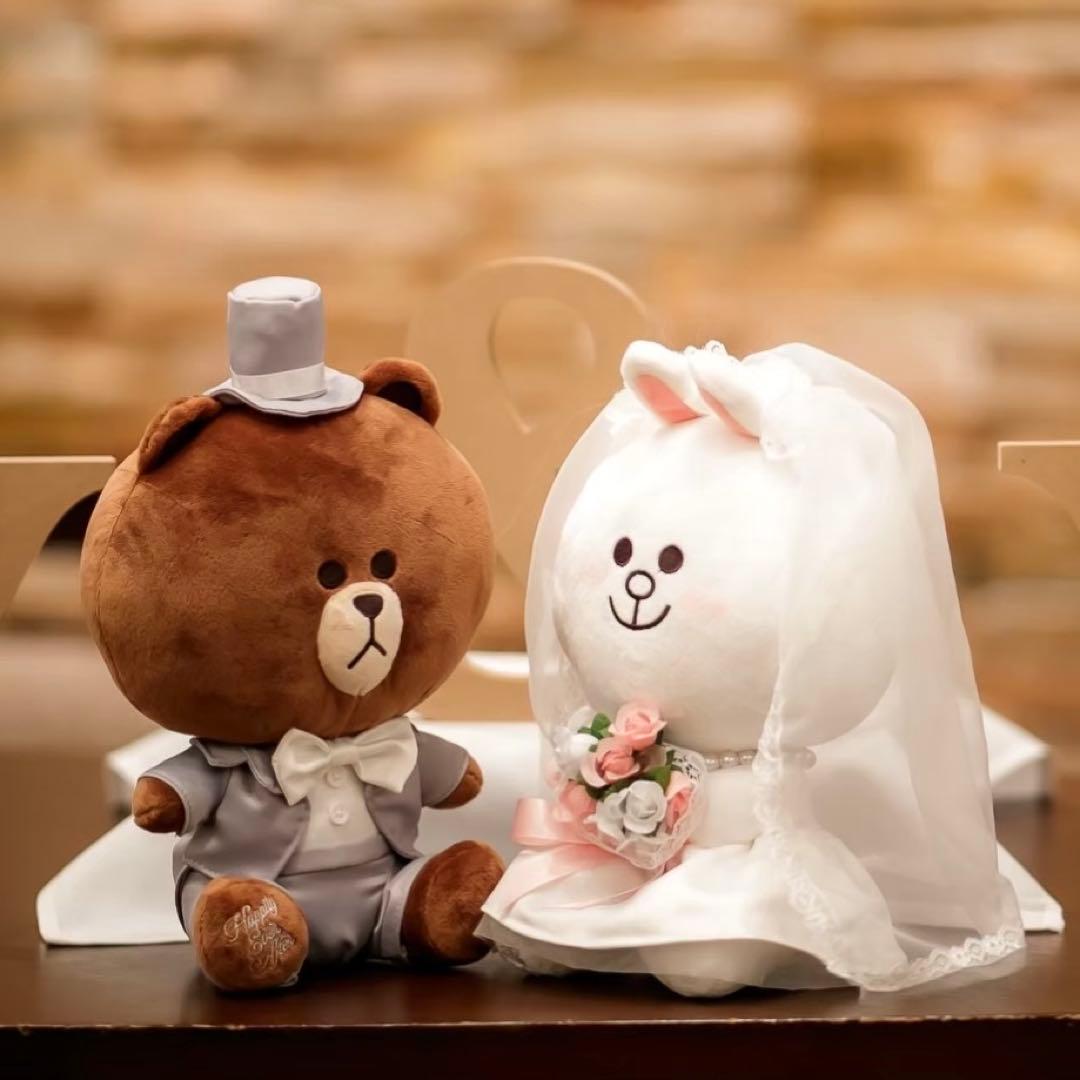 LINE FRIENDS ブラウン＆コニー ウェディングぬいぐるみセット(箱有
