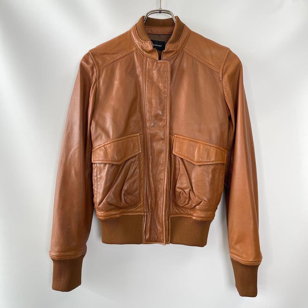 LE CIEL BLEU ルシェルブルー 羊革 レザージャケット 38 ブラウン
