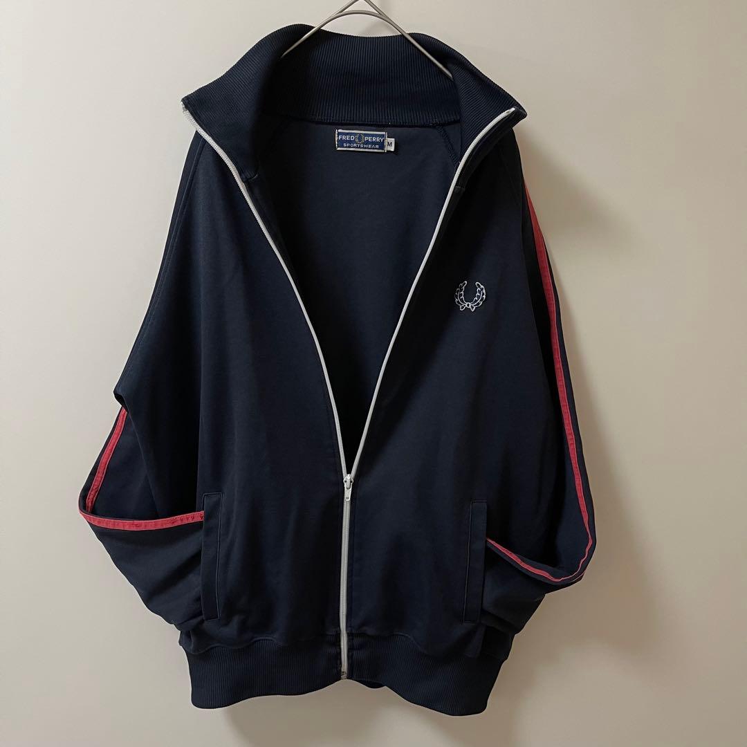 80s M】フレッドペリー刺繍トラックジャケットFred古着ジャージ 紺