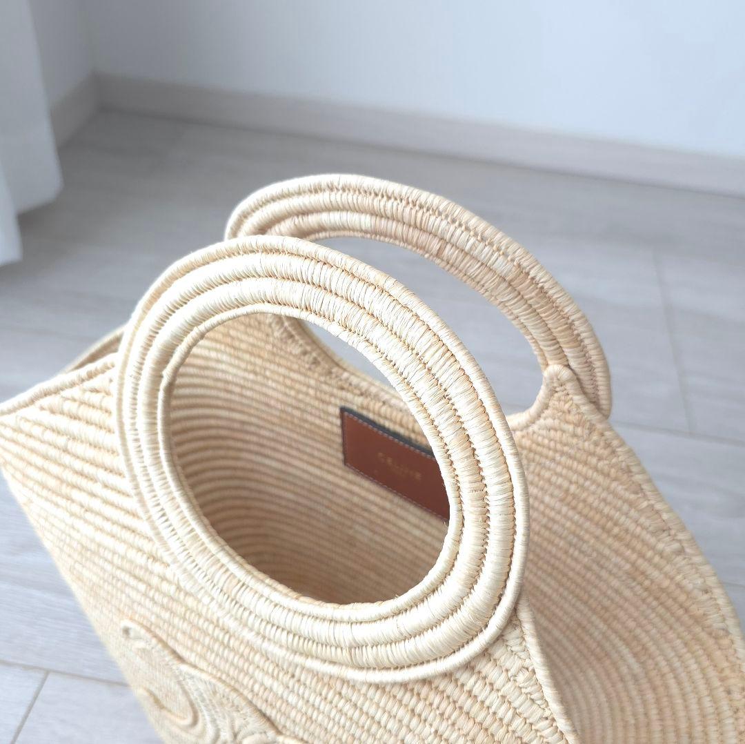 美品【セリーヌ】2025年春夏 ブレーテッド パニエ ラフィア かごバッグ