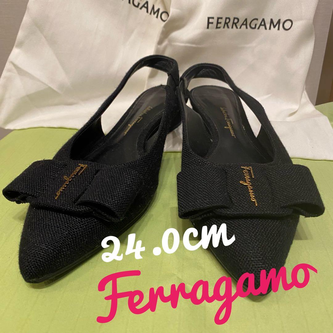 R*!様 【極美品】フェラガモFerragamo スリングバックシューズ 黒 2 スリングバック - ウィメンズ | Ferragamo