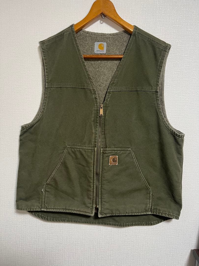 と*a様 carhartt ベスト　カーキ 中古・古着通販】CarHartt (カーハート) ダックベスト カーキ サイズ