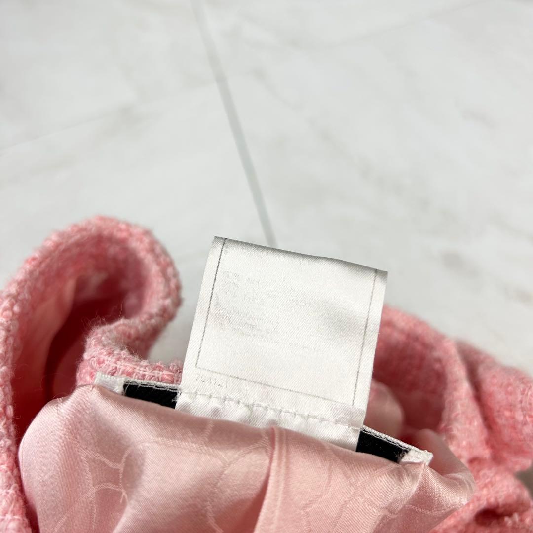美品 CHANEL 立体 COCO ロゴ ノーカラー ツイードジャケット 38 - メルカリ