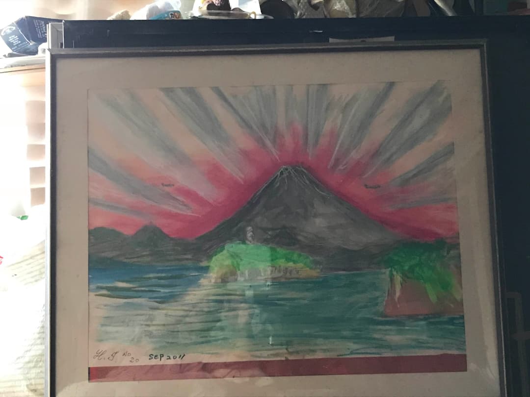 注文 空飛ぶ前衛抽象画家、糸川裕志の水彩画、富士山曼荼羅の初期の作品、