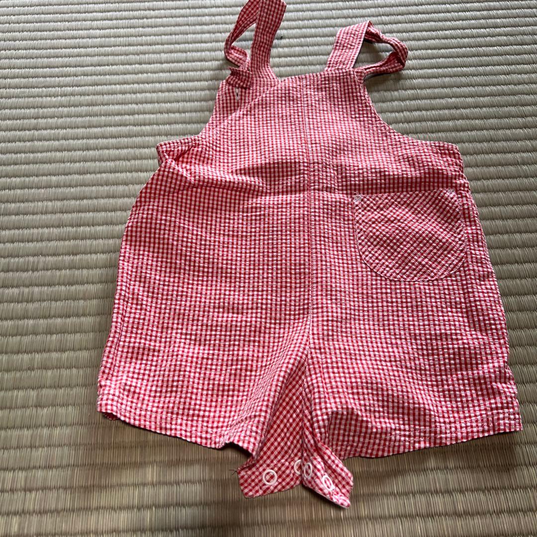 FAMILIAR 赤いチェック柄ロンパース 80 - メルカリ
