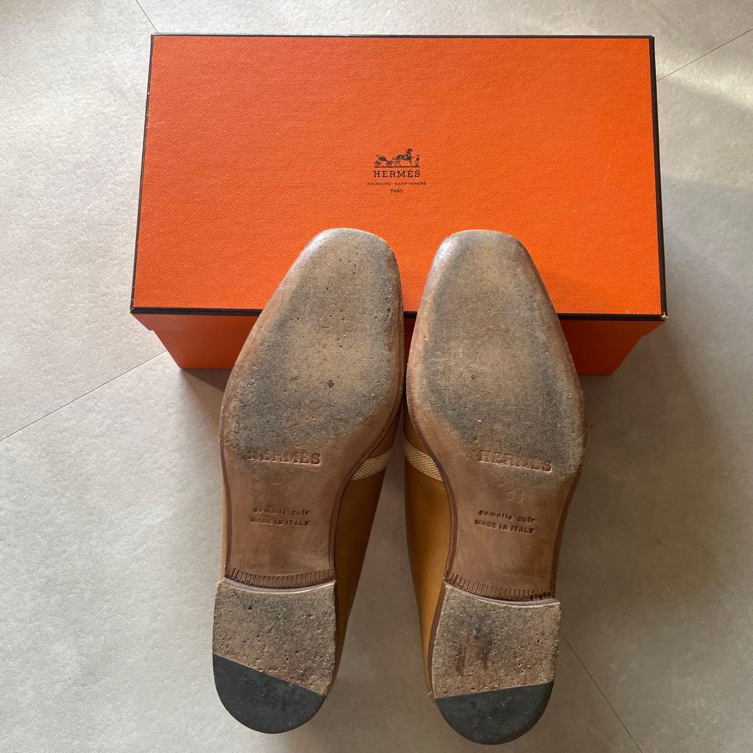 HERMES 】レザー /革靴/美品/キャメル/36
