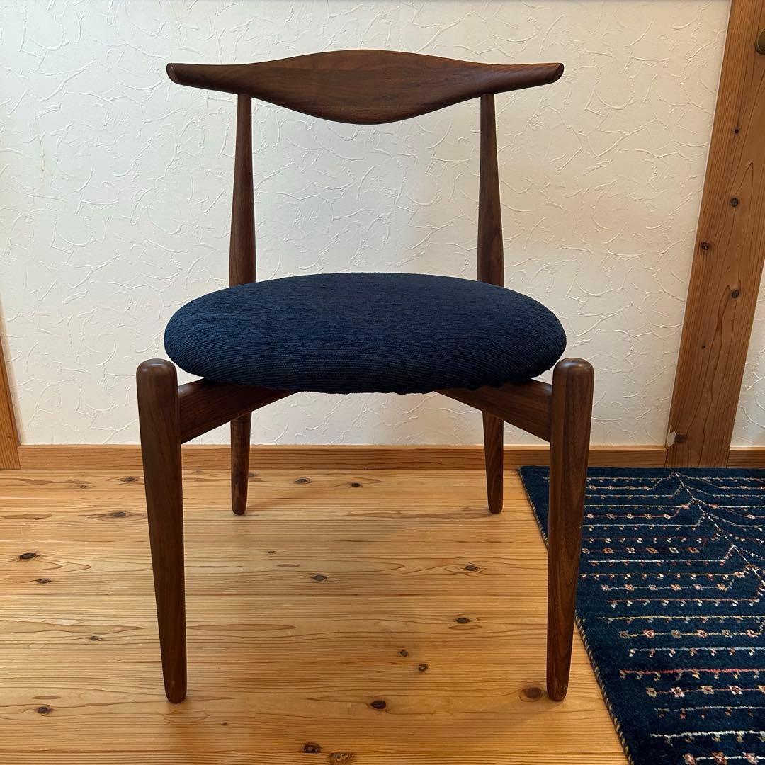 《美品》　アモック　リップチェア　ウォルナット×ネイビー