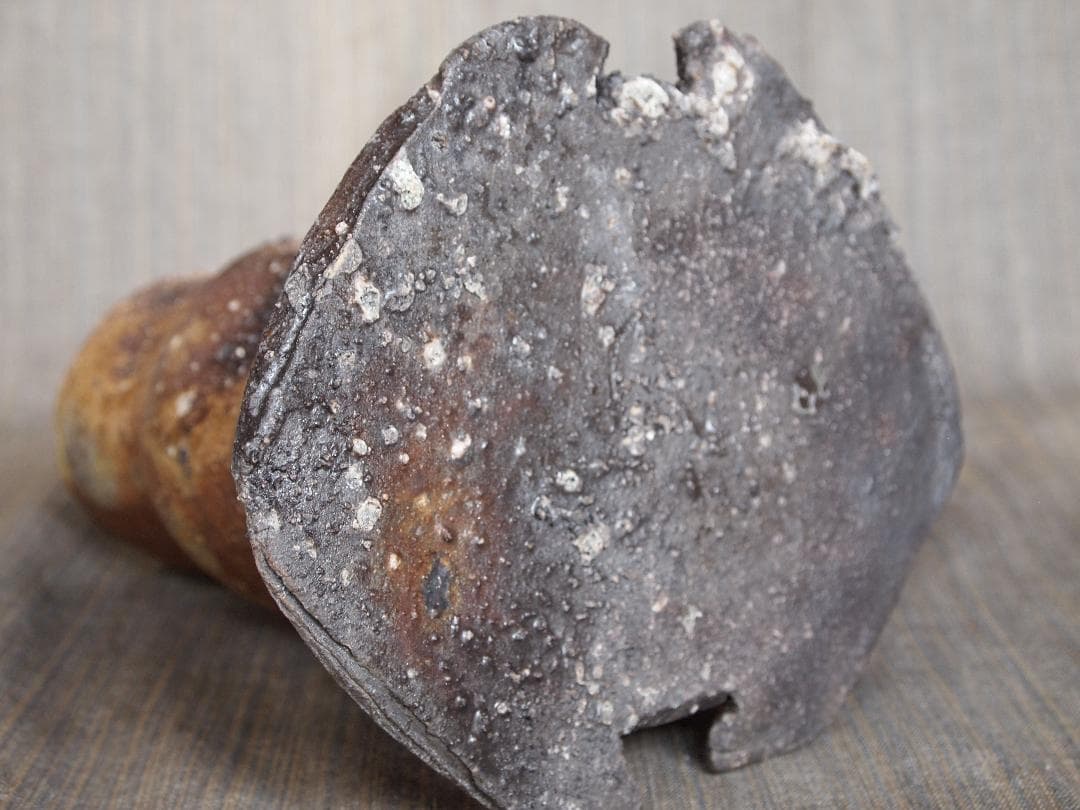 入手困難☆ジェフ・シャピロ【師：伊勢崎淳】焼き締め【窯変】花入☆共