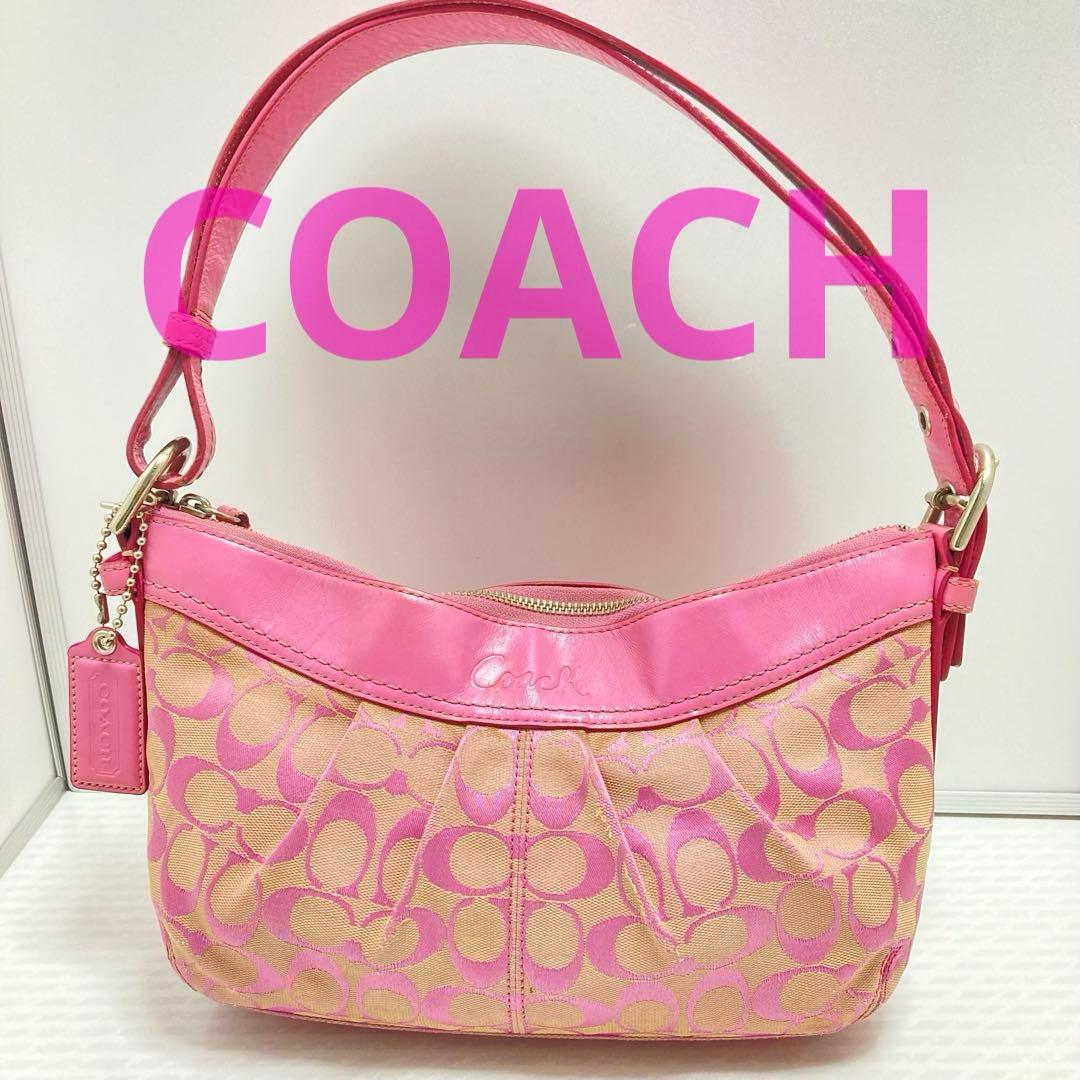 希少色　コーチ　ショルダーバッグ　シグネチャー　キャンバス　ピンク COACH コーチ ショルダーバッグ サコッシュ シグネチャー キャンバス