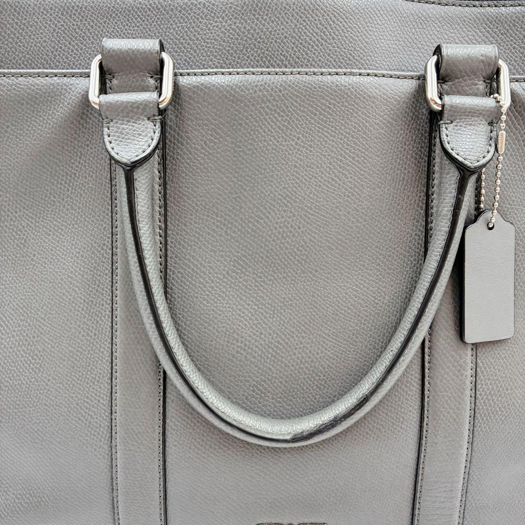 COACH コーチ 2WAY レザー ビジネスバッグ ショルダー グレー - メルカリ