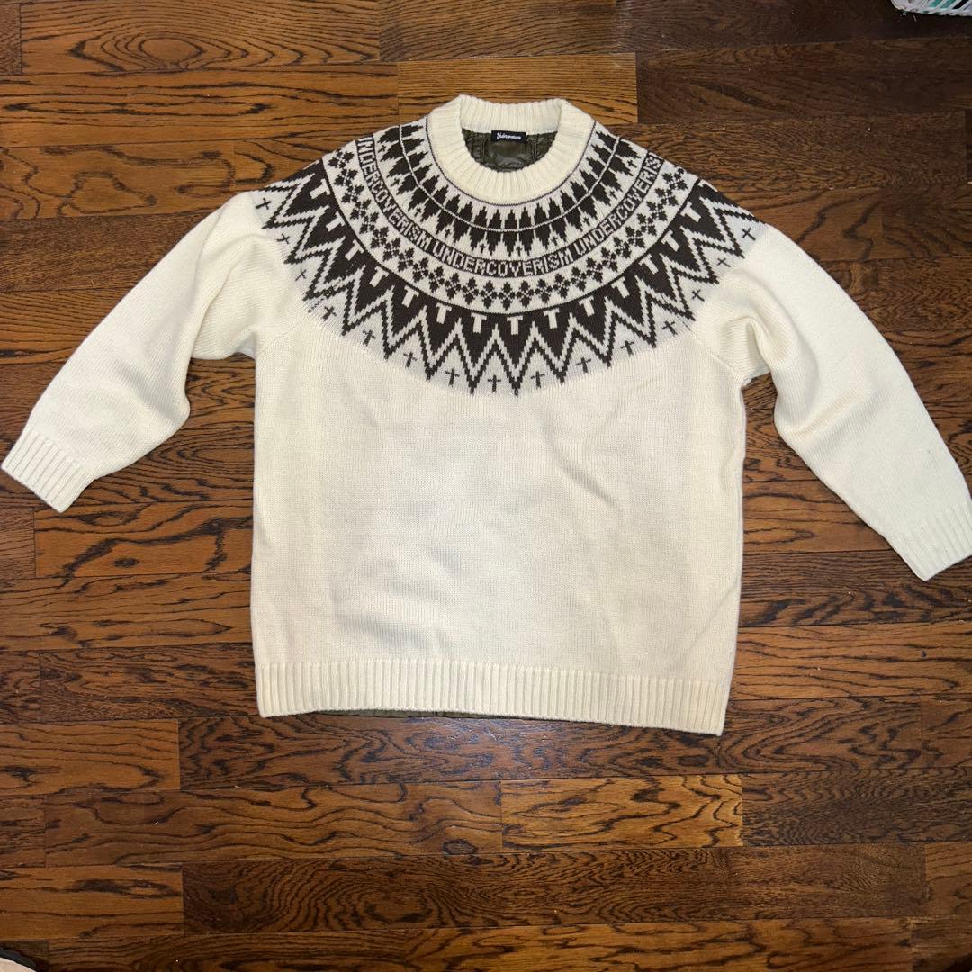 UNDERCOVERISM 総柄ニット セーター ホワイト×ブラック th-00146.jpg
