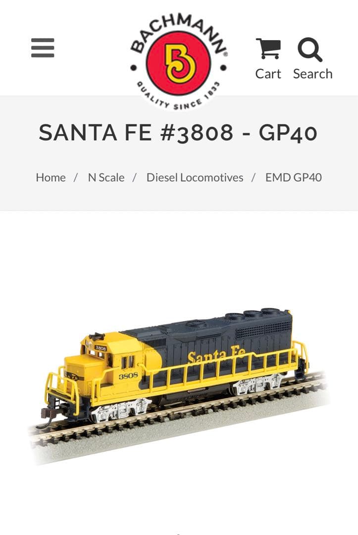 Bachmann Nゲージ ディーゼル機関車 - SANTA FE #3808 Amazon.com: EMD GP40 Diesel Locomotive SANTA FE #3808 (blue