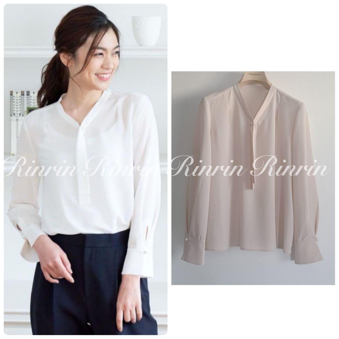 【美品】ANAYI ジョーゼットボウタイブラウス 38 ANAYI（アナイ）の「ジョーゼットラッフルボウタイ ブラウス（シャツ