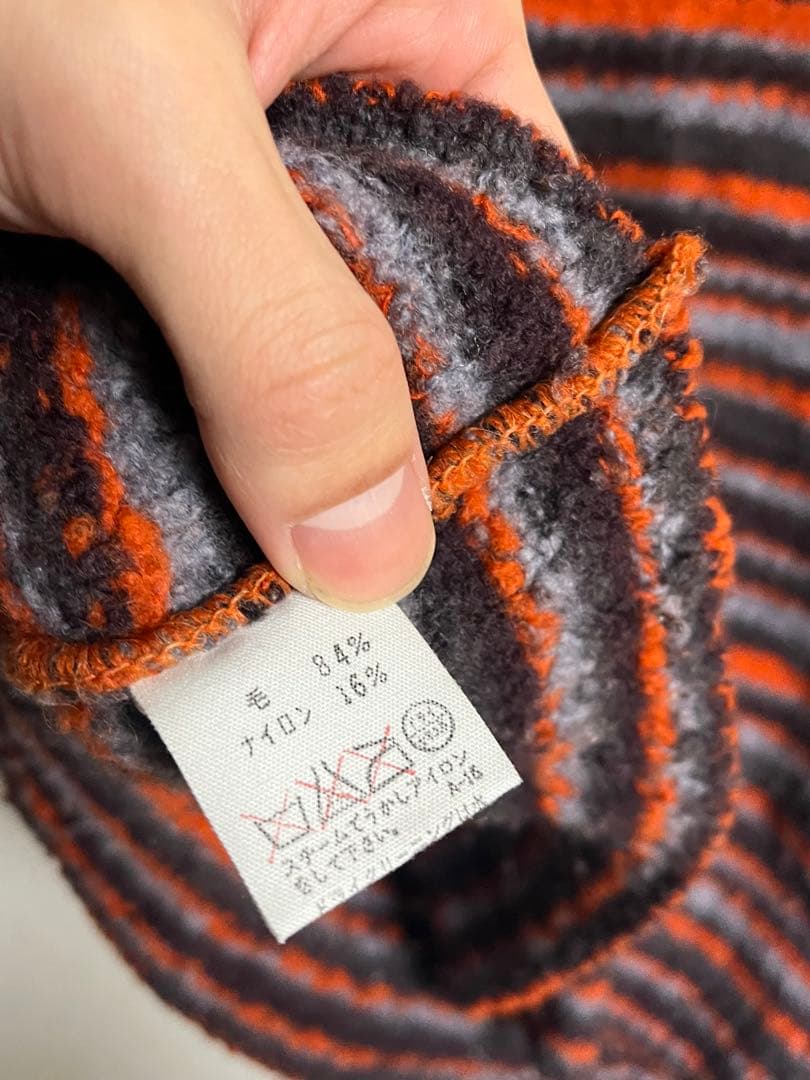 dries van noten オレンジ グレー ストライプ ニットセーター - メルカリ