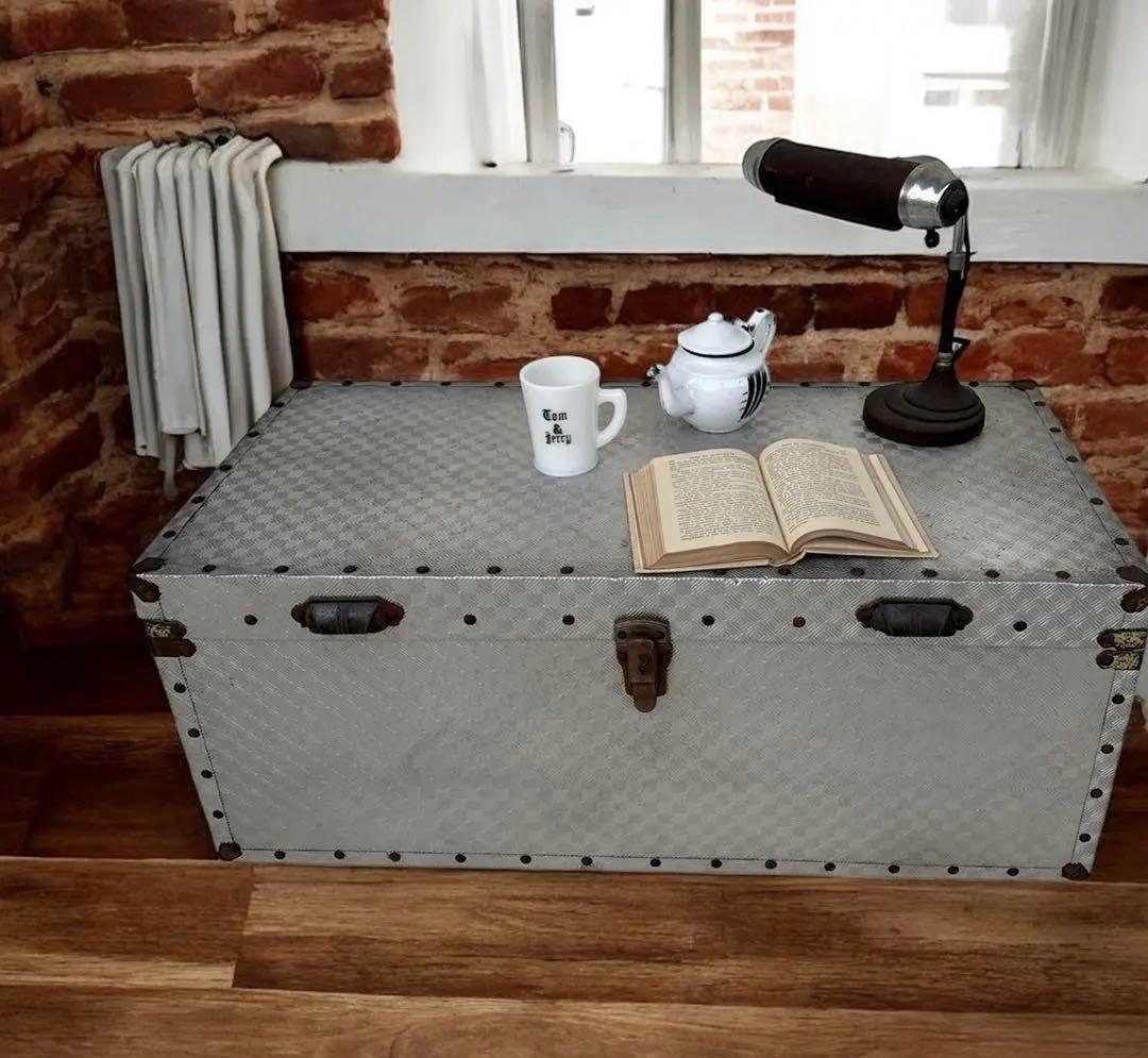 ヴィンテージ　大きな　トランクケース　店舗什器　テーブル トランクテーブル 本革仕様 選べるカラー 約幅122.5×奥行79.5×高39.5cm