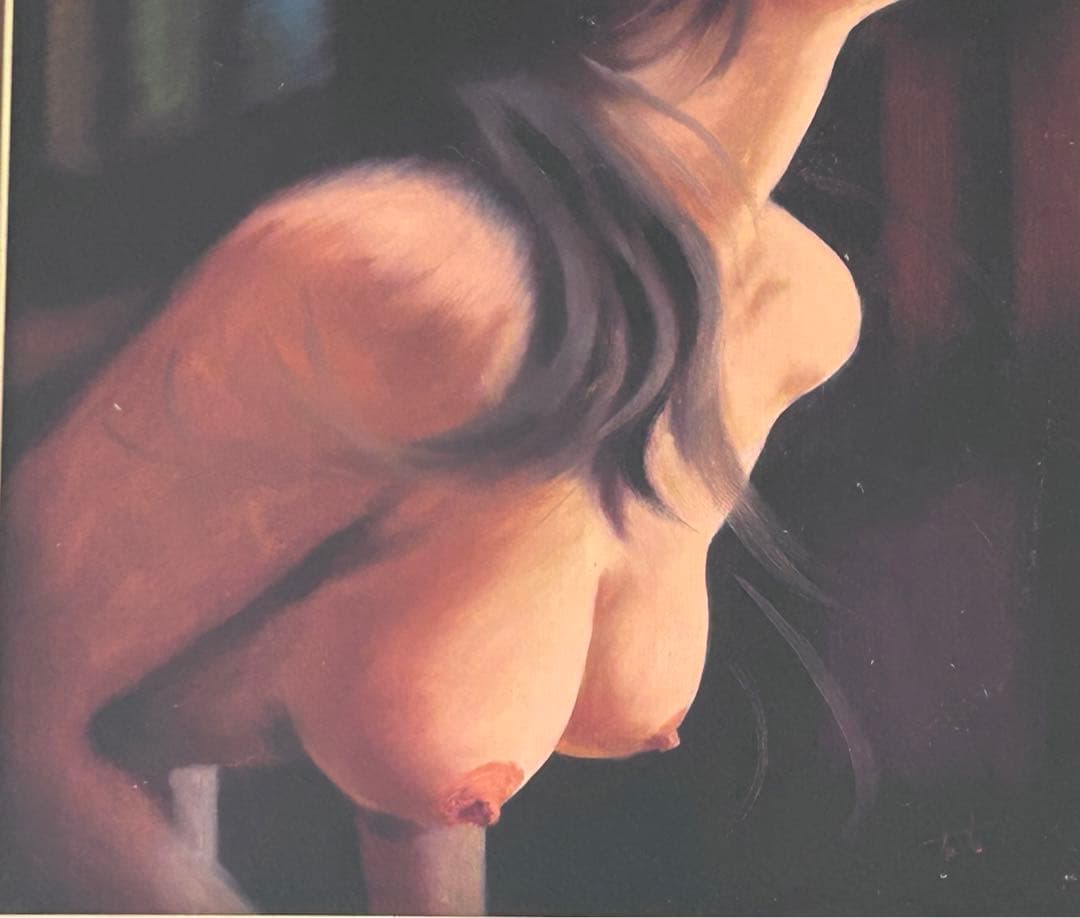 【真作】谷崎勉 油彩 6号 裸婦 元青龍社構成員 油彩 直筆サイン　-292-