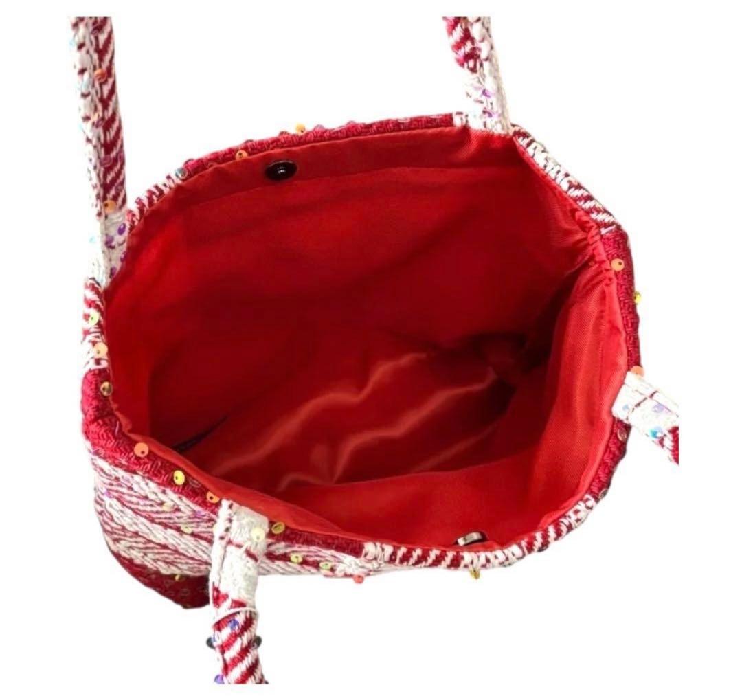 シャネル CHANEL 赤 新品 スパンコール トートバッグ - メルカリ