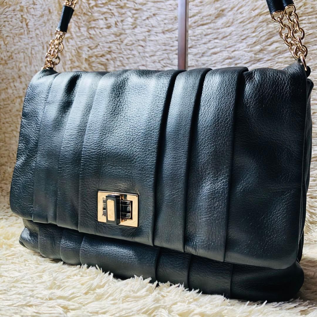 未使用級✨アニヤハインドマーチ レザーショルダーバッグ 金チェーン