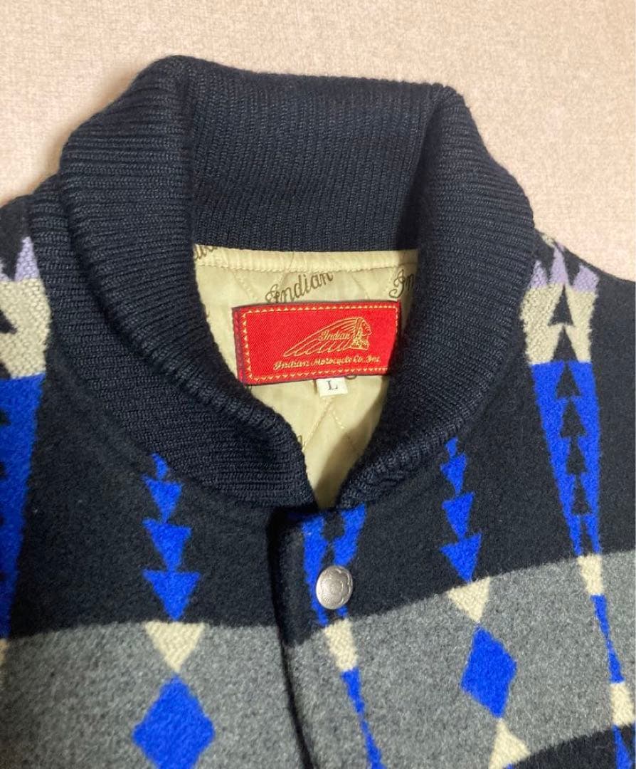 美品 indian Motocycle ネイティブ柄 レザースリーブ ジャケット