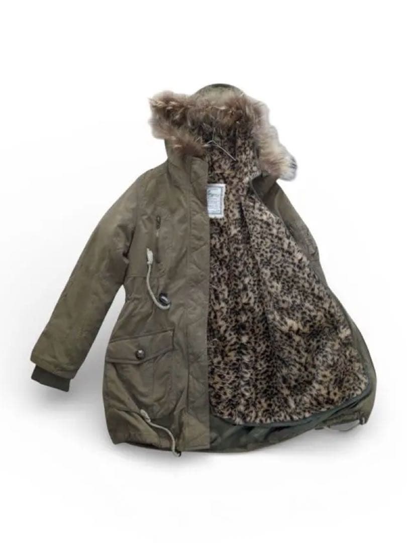 y2k グランジ 平成ギャル モッズコート ヒョウ柄 3way ファー付き