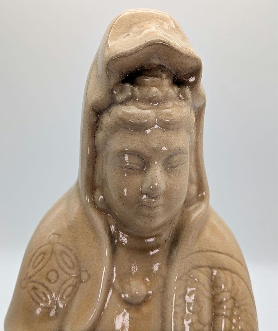 陶華山窯 松尾藻風 萩焼 観音菩薩立像 陶像 陶器人形 仏像 観世音菩薩