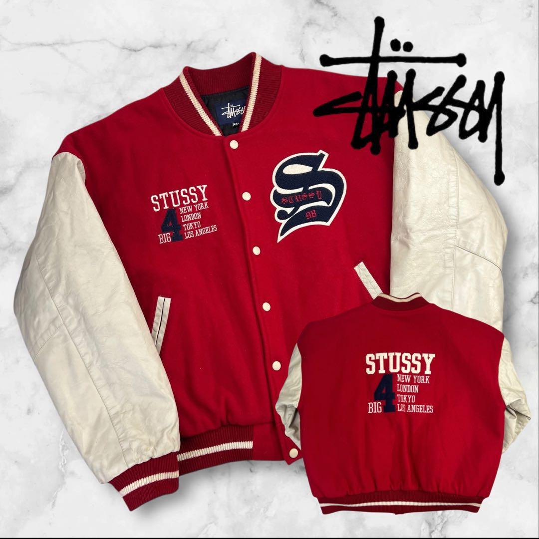 美品 90s STUSSY ステューシー BIG4 スタジャン サイズXL - メルカリ