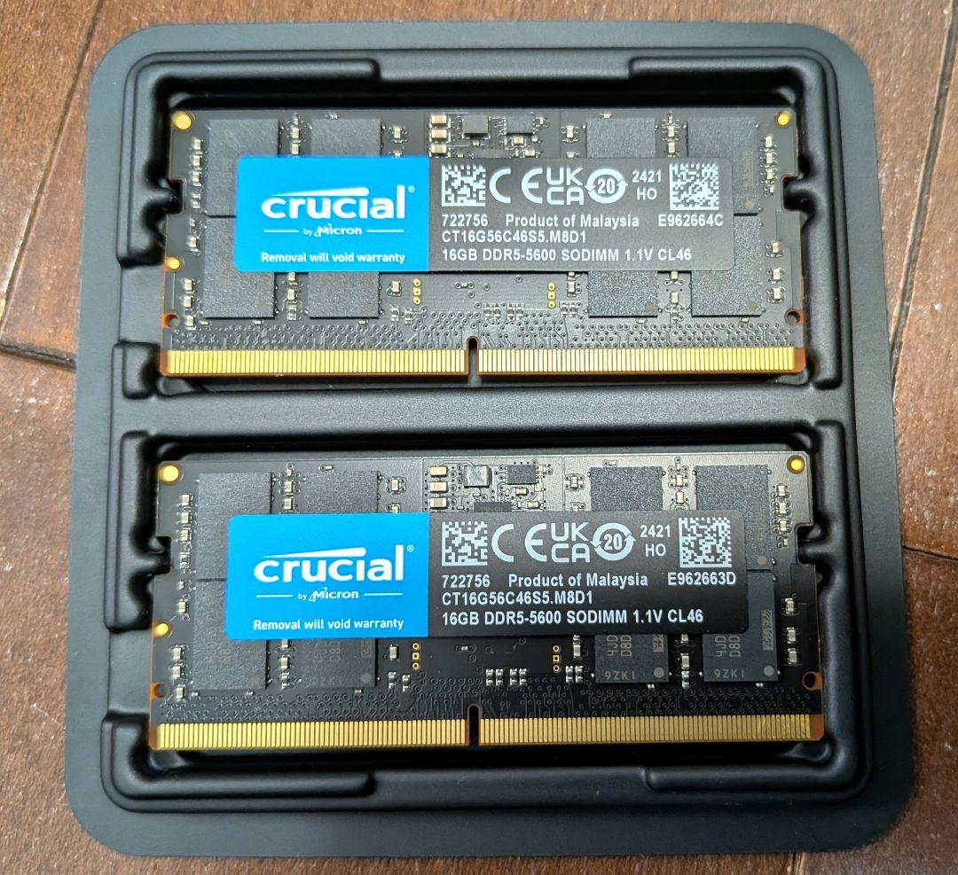 メモリー Crucial 32GB DDR5 SODIMM (16GBx2) Amazon.co.jp: crucial 32GB Kit(2x16GB)DDR5-5600 SODIMM CL46(16Gbit
