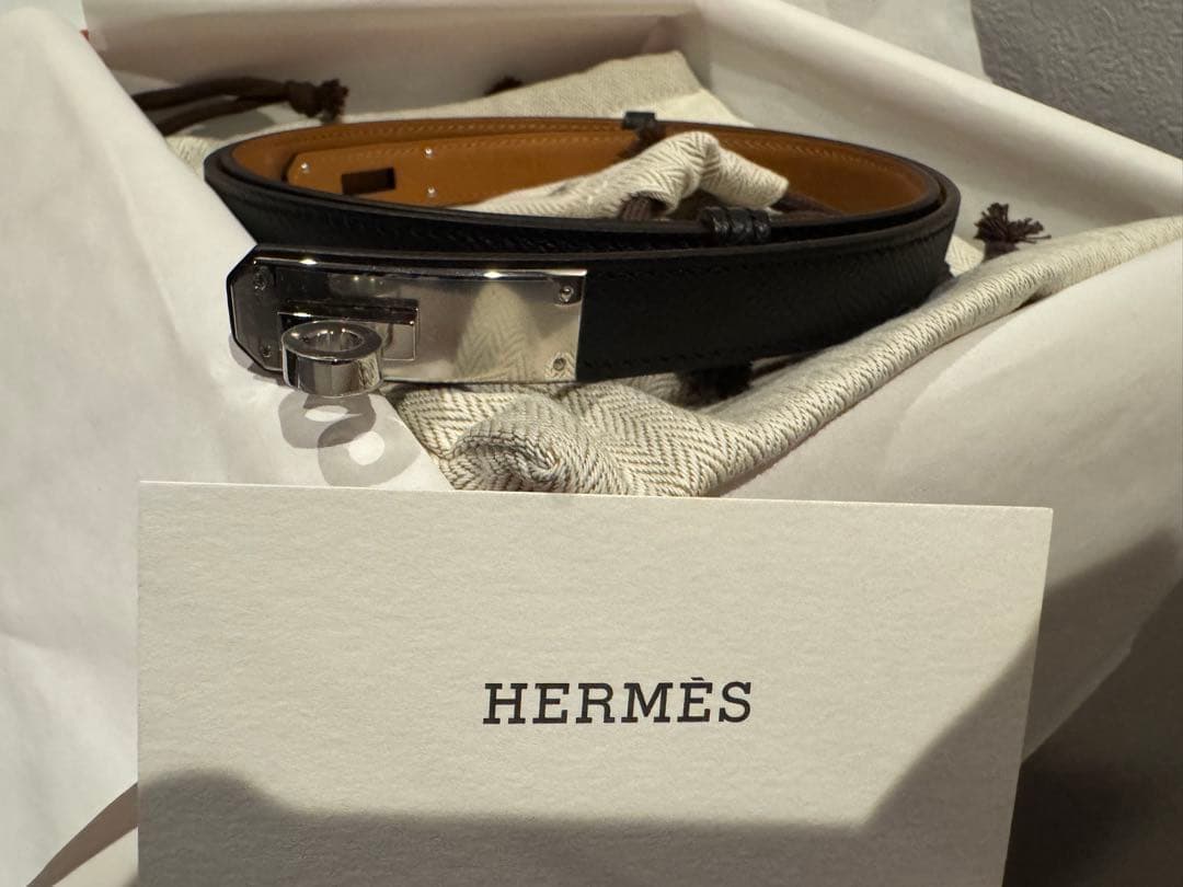 新品未使用 エルメス ケリーベルト18 ブラック/シルバー金具 黒 K刻印