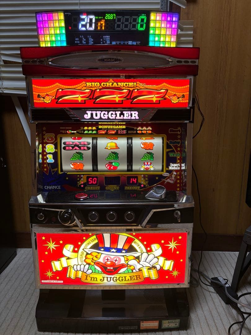 アイムジャグラー　6号機　不要機　データカウンター付　※割れあり アイムジャグラーEX-TP「グリーンパネル」 パチスロ実機本体+