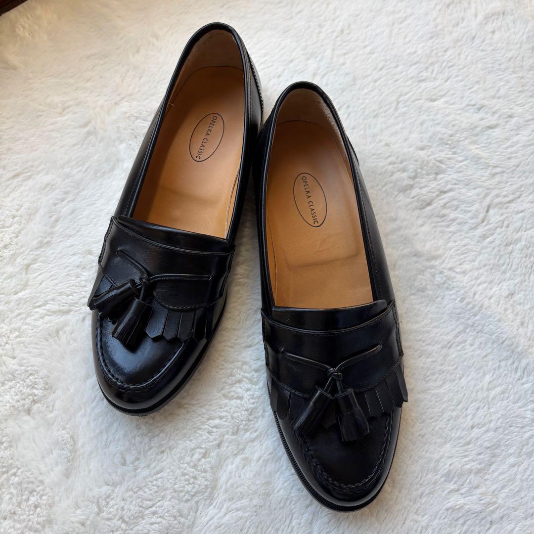 OPERA CLASSIC フリンジ タッセル ローファー 25 革靴 黒 楽天市場】ローファー メンズ タッセルローファー 黒 かかとが踏める