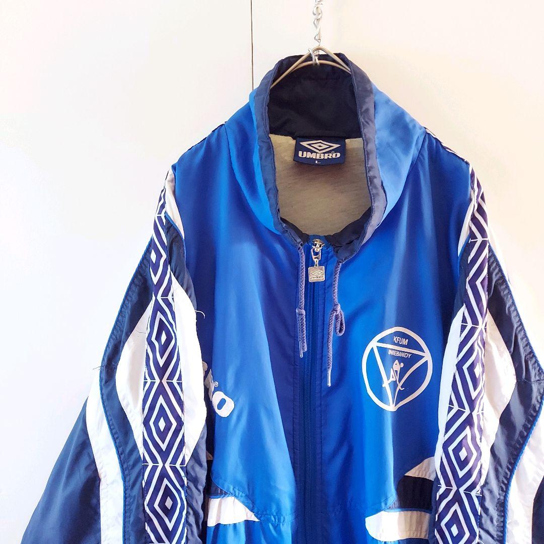 90s オールドアンブロ 刺繍ロゴ ナイロンジャケット L 青 - メルカリ