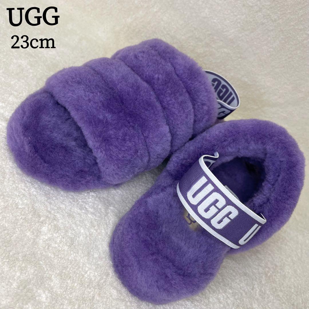 美品♡UGG アグ フラッフ イヤー スライド ファーサンダル パープル