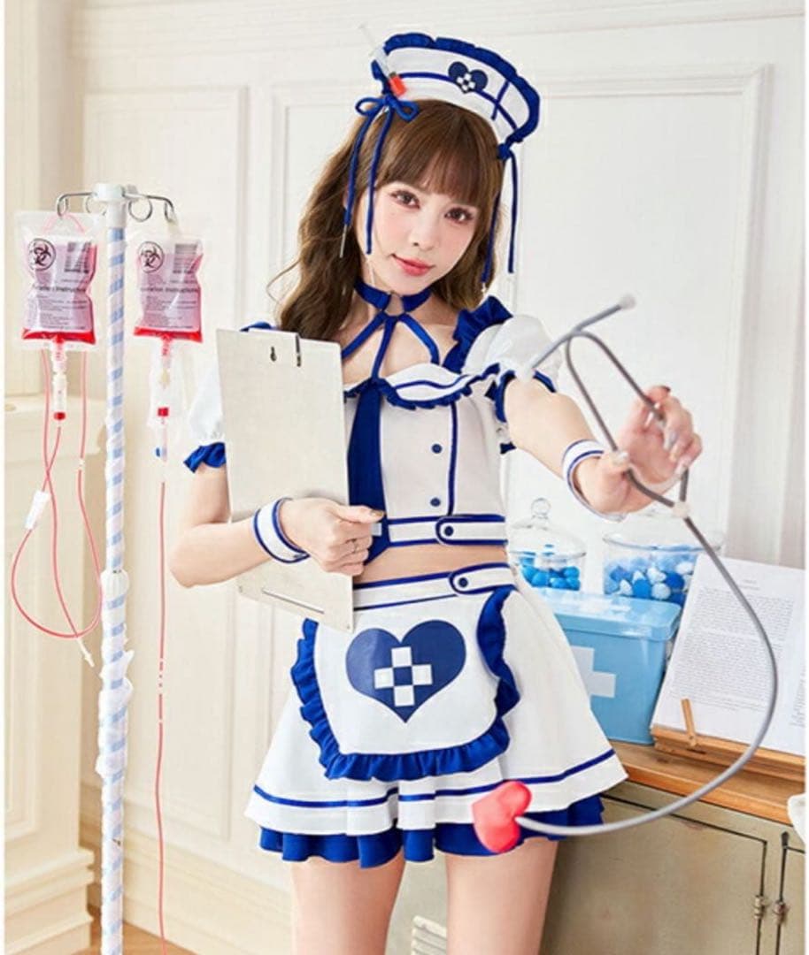 新品】Malymoon ロザリオモチーフナースコスチューム ブルー - メルカリ