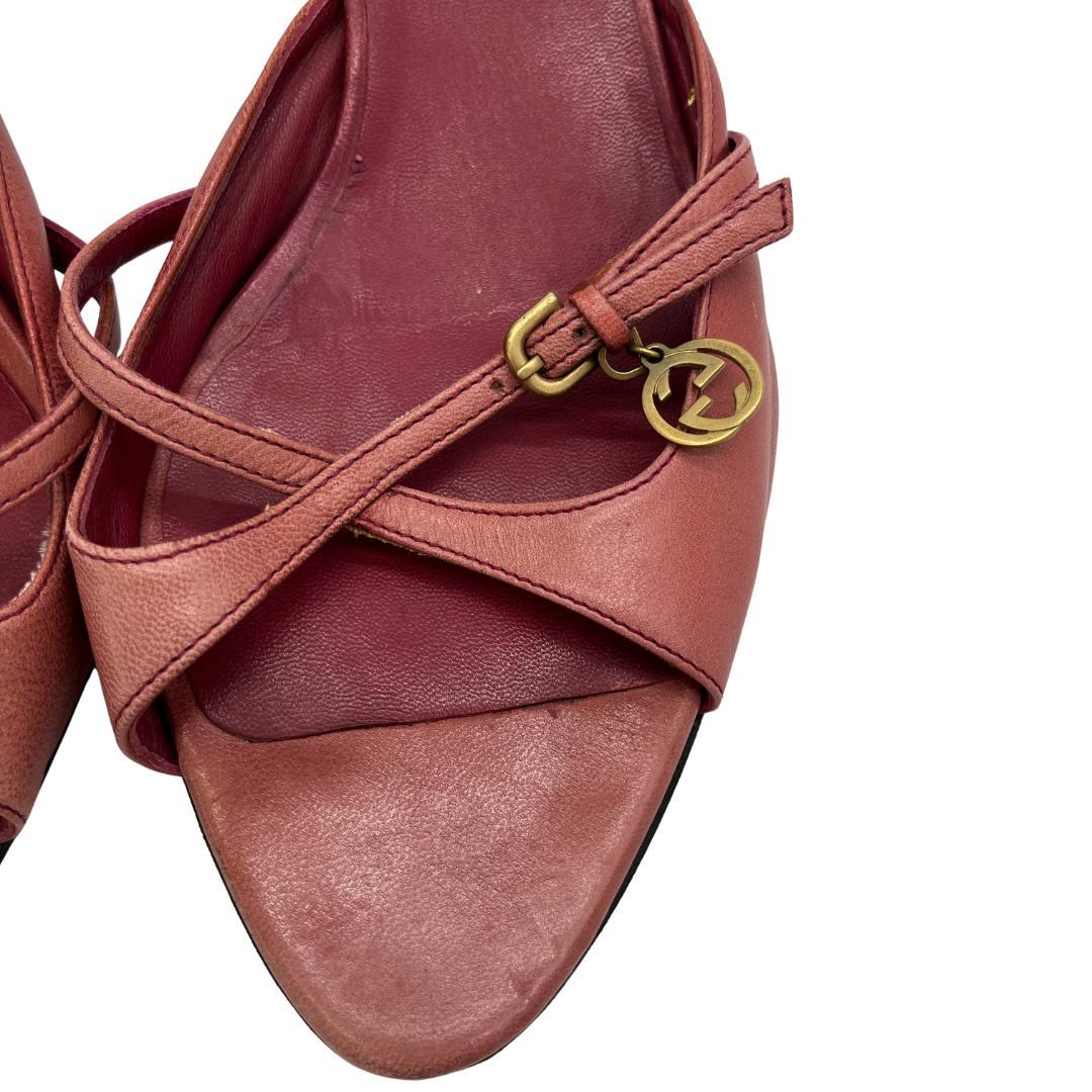 GUCCI グッチ レザー ミュール サンダル ロゴチャーム付 23.5cm