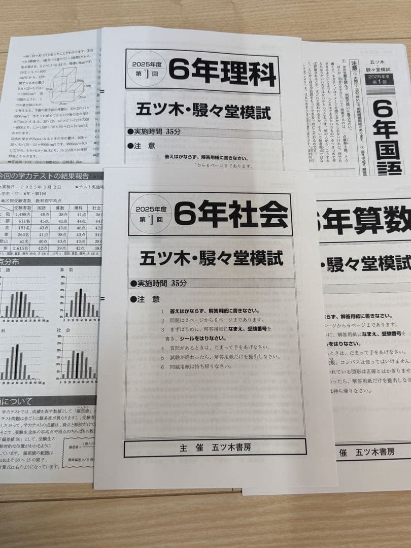 五木模試 五ツ木駸々堂模試テスト 2025年 第1回中学受験 小6 - メルカリ