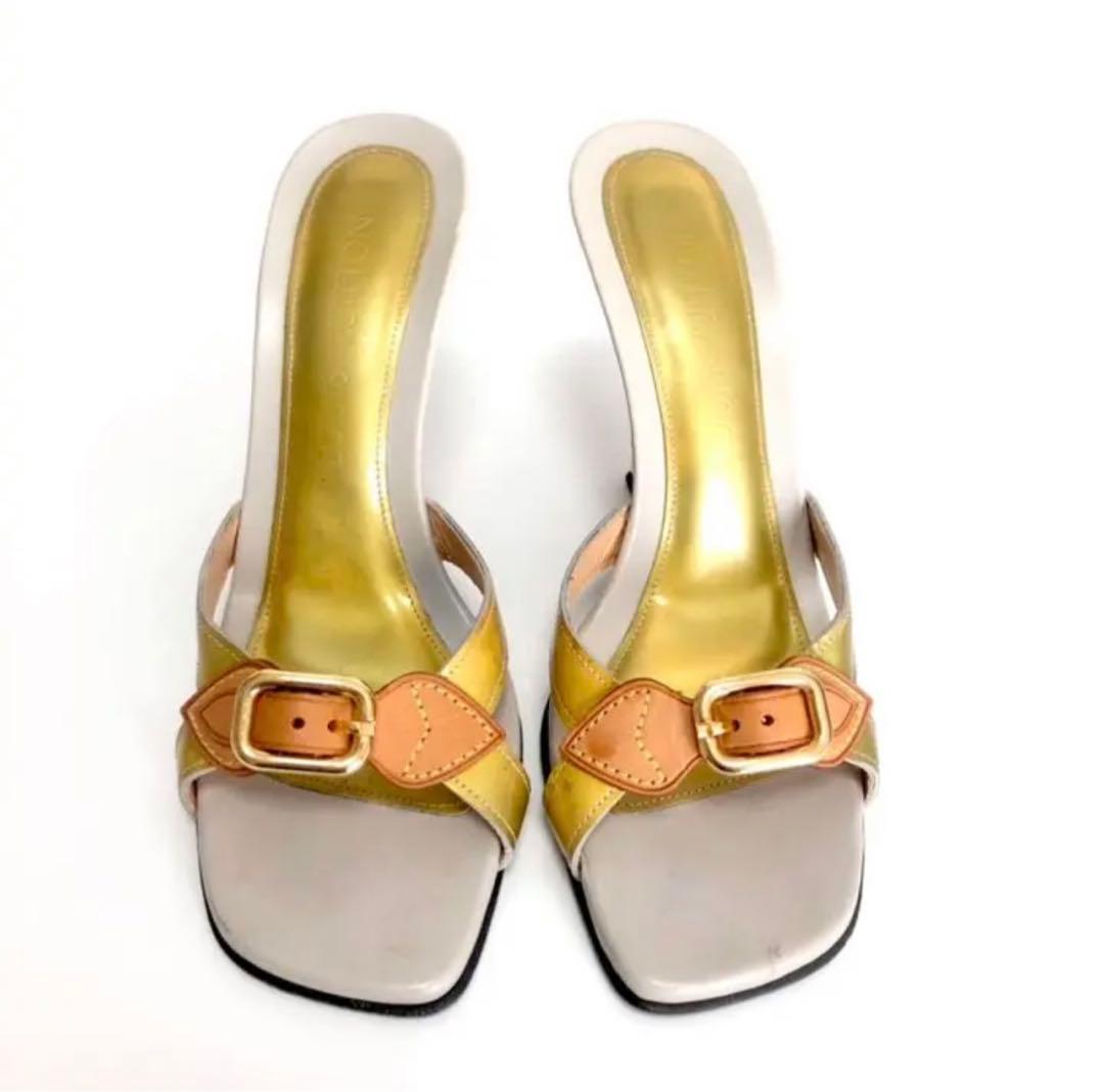 ルイヴィトン ヴェルニ サンダル ミュール イエロー エナメル 36 1/2