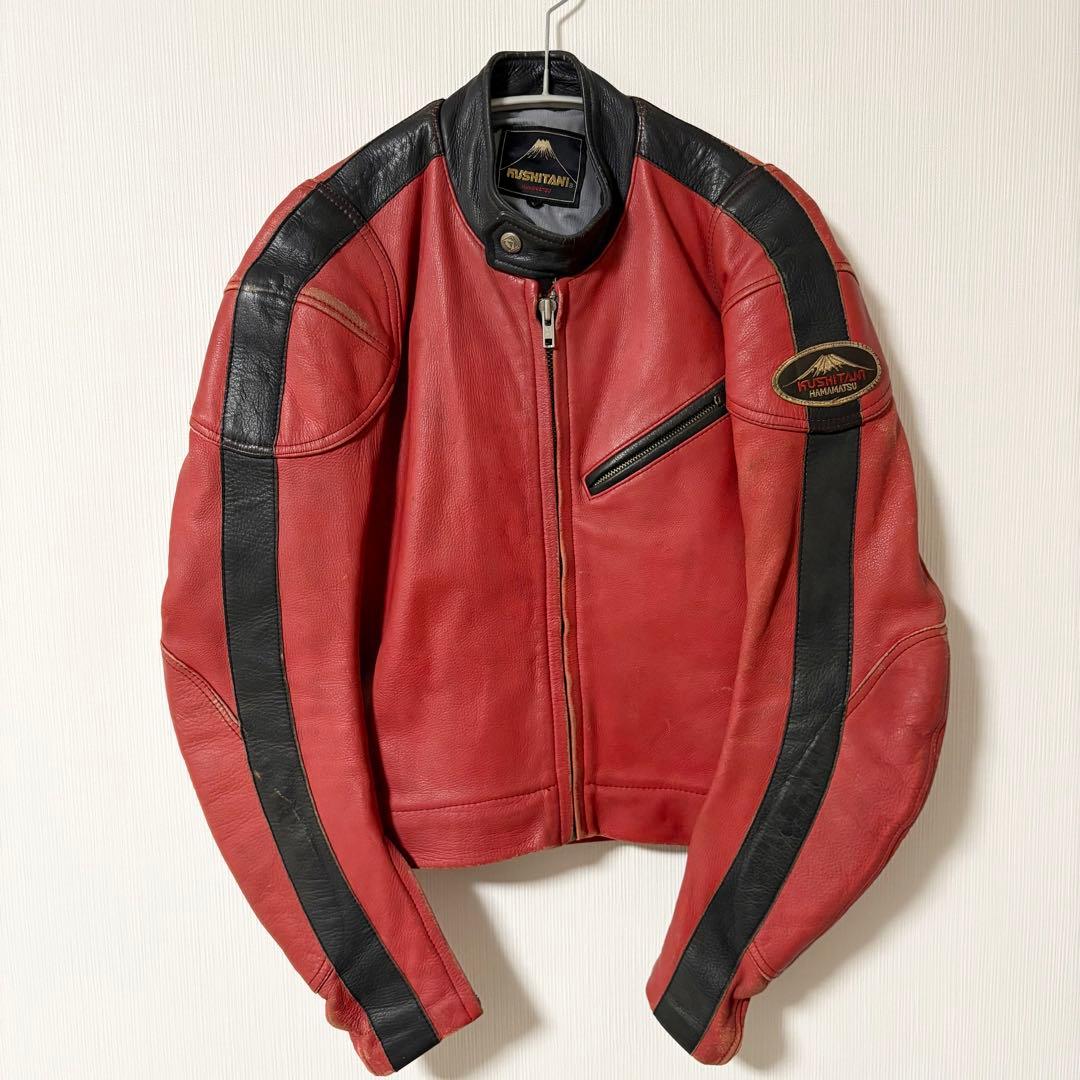 クシタニ KUSHITANI レザージャケット L ライダース 赤 短丈 希少