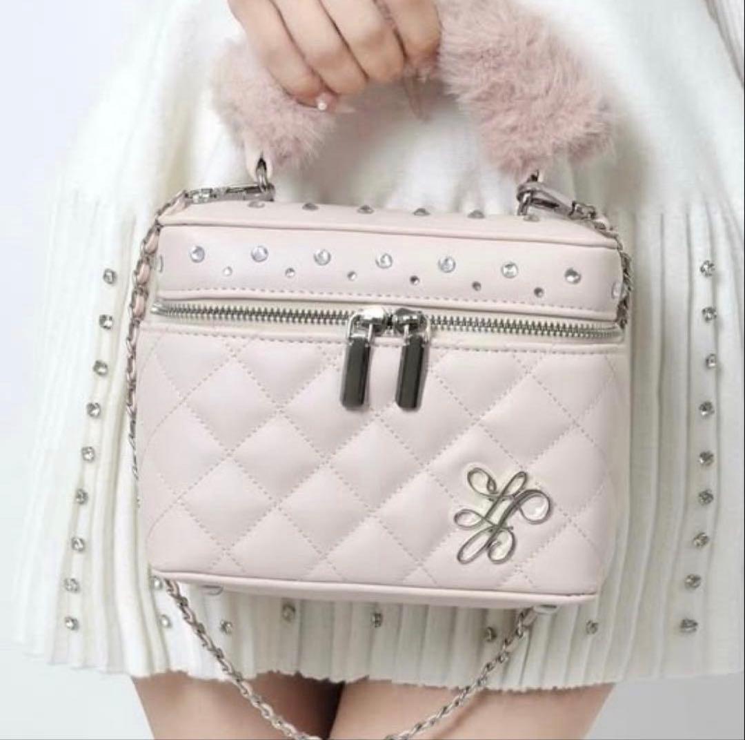 lumignon ルミニョン キルティング ファー バニティバッグ ピンク