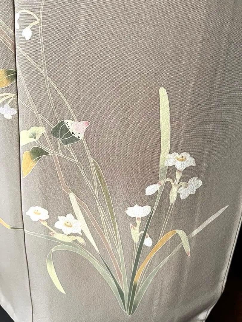 訪問着】京加賀友禅 松本健一 優美な手描き友禅 亜麻色 ＋ 身幅直し