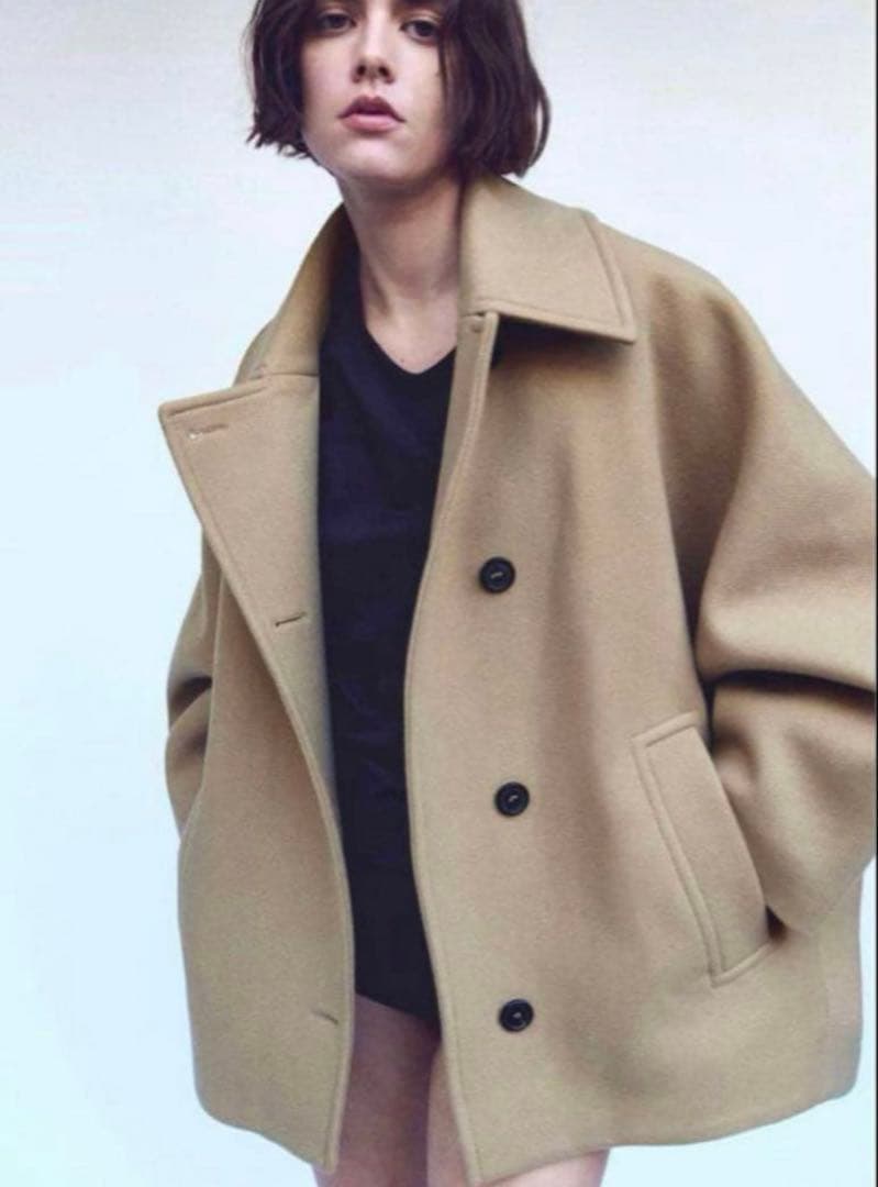 ZARA manteco ウールオーバーサイズショートコート 中古・古着通販】ZARA (ザラ) MANTECOオーバーサイズショートコート